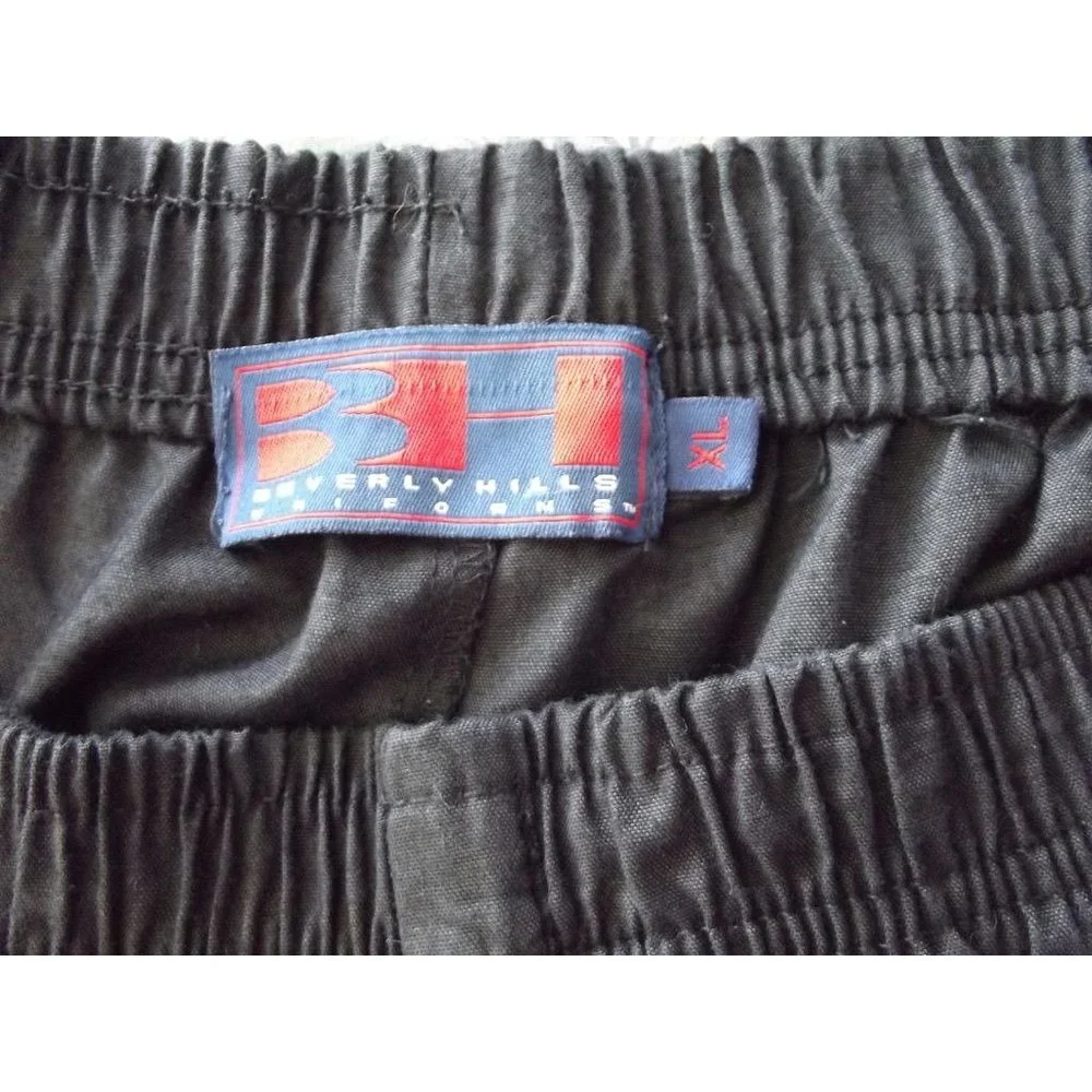 Beverly Hill Uniforms Mens XL Solid Black Cargo Scrub Pants